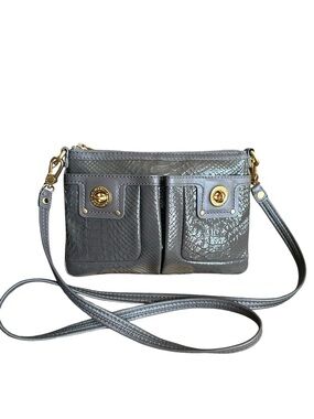 Marc by Marc Jacobs Gray Embossed Leather Crossbody Shoulder Bag